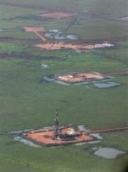 Oil platforms are constructed, Saturday, Dec. 17, 2005 near Kotch in southern Sudan (AP)