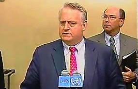 US special envoy to Sudan Richard Williamson speaking to reporters June 18, 2008