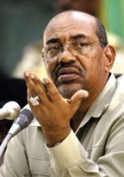 Sudan's President Omer Hassan al-Bashir speaking in Khartoum on June 5, 2008 (Reuters)