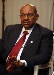 Sudanese president Omar Hassan al-Bashir answers a question during an interview with Reuters in Istanbul August 20, 2008 (Reuters)