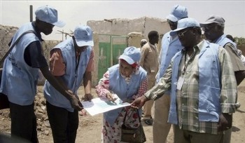 File Photo showing Enumerators from the Sudan Commission for Census and Statistical Evaluation prepare for interviews with residents on the opening day of Sudan's 5th National Population and Housing Census in Khartoum (AP)