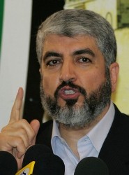 Hamas supremo Khaled Meshaal speaks during a press conference in Damascus on March 1, 2008 (AFP)