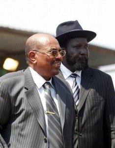 Sudan President, Omar al-Bashir, left, and first vice president, and President of southern Sudan, Salva Kiir, right (Reuters)