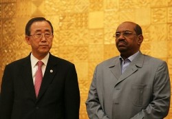 A file photo showing U.N. Secretary General Ban Ki-moon left, and Sudanese President Omer al-Bashir (AP)