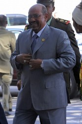 Sudanese President Omer Al-Bashir arrives at the UN compound for a consultative meeting on February 1, 2009 before the opening of the 12th African Union summit in Addis Ababa (AFP)