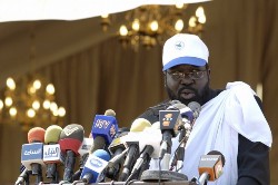 First Vice President and Chairman of the Sudan People's Liberation Movement (SPLM) Salva Kiir speaks during the 4th anniversary celebration of the signing of the Comprehensive Peace Agreement, ending more than two decades of civil war in the southern town of Malakal January 9, 2009 (Reuters)