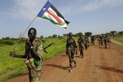 handout picture released by the United Nations Mission in Sudan (UNMIS) shows SPLA (Sudan People's Liberation Army) troops redeploying south from Abyei on July 2, 2008 (AFP)
