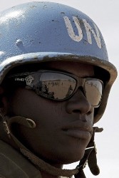 A Rwandan soldier serving with the United Nations-African Union Mission in Darfur (UNAMID) (AFP)