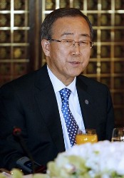 United Nations Secretary General Ban Ki-moon attends a meeting during the U.N. Conference on Financing for Development in Doha November 30, 2008 (Reuters)