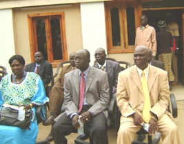 From Left: Deputy Speaker, Center deputy Gov. Hussien Mar Nyuot and Right Speaker Jodi watching church choir at the Assembly's compound on May 11, 2009 (photo Philip Thon)