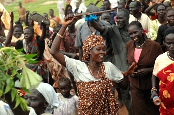 Sudanese people celebrate the decision of the Permanent Court of Arbitration in the Hague in Abyei, central Sudan, July 22, 2009. (photo Tim McKulka - UNMIS)