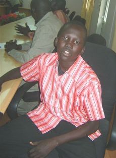 Former abducted child Angok Mayen Garang speaking with Sudan Tribune at the Council of Ministers Hall in Bor Town on July 6, 2009 (Photo ST-Thon Philip Aleu)