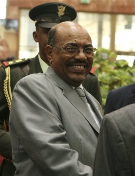 Sudanese President Omar el-Bashir arrives to attend a closed session on the second day of the 13th African Union summit of heads of state and government in Sirte, Libya Thursday, July 2, 2009 (AP)