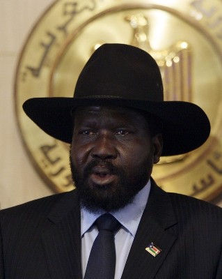 South Sudan's President Salva Kiir speaks to the media after a meeting with Egyptian President Hosni Mubarak in Cairo October 26, 2009 (Reuters)