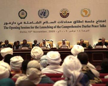 A picture released on Wednesday Nov 18, 2009 by the Qatari News Agency of the official inauguration session of Drafur civil society consultations in Doha