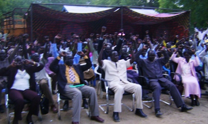 SPLM members shout 