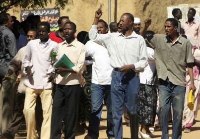 Sudanese opposition supporters demonstrate against the government's electoral laws in the capital Khartoum, December 7, 2009. (Reuters)