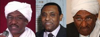 From left to right presidential nominees: Democratic Unionist Party (DUP) Hatem Al-Sir;  former head of the World Intellectual Property Organization (WIPO) Kamil Idris;  Umma National Party leader Al-Sadiq Al-Mahdi