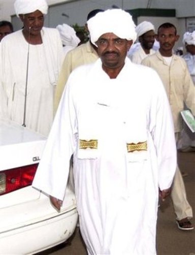 FILE- Sudanese president Omer Hassan Al-Bashir leaving NCP headquarters