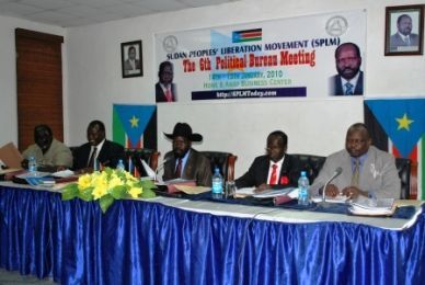 SPLM leadership during a meeting held in Juba last January.