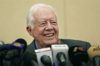 Former U.S. President Jimmy Carter, head of The Carter Center monitoring mission for the Sudanese elections attends a press conference in Khartoum, Sudan Saturday, April 17, 2010 (AP)
