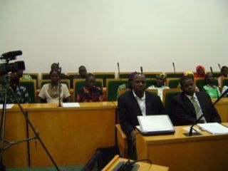 Nigerian Prof. Oladuso Ojengbede (L) and UNFPA Deputy Representative, Dr. Dragudi Buwa attending a workshop (ST)