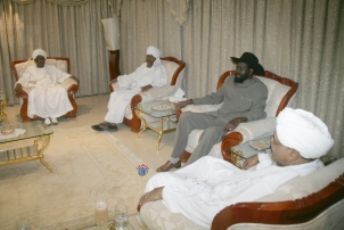 Salva Kiir meet with the members of the opposition parties in his residence in Khartoum on Sunday 30, 2010 (SUNA)