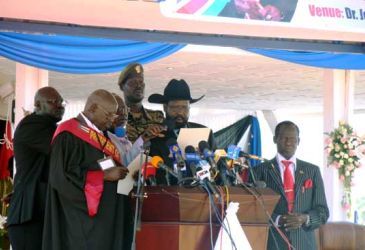 Southern Sudan President, Gen. Salva Kiir Mayardit takes oath Friday May 21, 2010 in Juba (ST)