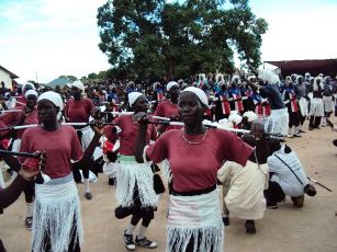 Members of Bor prayer group, the Youth Mama, intertaite guest at the fundraising ceremony on Saturday July 17, 2010 in Bor (ST)