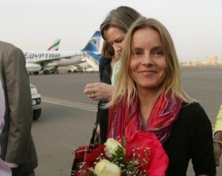 American aid worker Flavia Wagner, arrives at Khartoum airport following her release on August 30, 2010 (Getty)