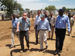 US Consul General (center) & GoSS Transport Minister Makana  (right) on tour of Juba-Nimule road