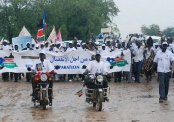 Hundreds of supporters of south Sudan independence rallied in Juba, six months ahead of a crucial referendum that could lead to the partition of Africa's largest country (AFP)