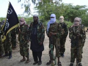 Islamist Al-Shabab fighters conduct military exercises in Somali’s capital Mogadishu