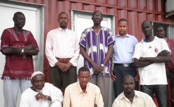 Standing behind in the third position from the left is VC, professor Aggrey Ayuen and on his left is Engineer, Mohand Mirghani Bala and the rest are members of Elakadaby company (photo by John Actually)