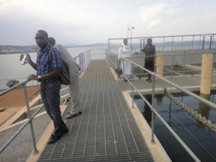 Senior officials from the Wau Urban Water Corporation visit National Water Corporation of Uganda treatment plant site as part of a study tour. (ST)