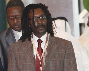 Mahgoub Hussein, LJM secretary for political affairs, arrive for the signing of a framework deal with Sudanese government in Doha on March 18, 2010. (Getty)