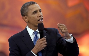 US President Barack Obama speaks during a live, commercial free youth Town Hall on Viacom?s BET, CMT and MTV networks at the BET Studios in Washington, DC, on October 14, 2010 (AFP)