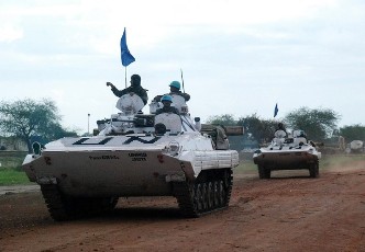 FILE - Members of United Nations Mission in Sudan (UNMIS) patrol in the Sudanese town of Abyei on July 22, 2009 (AFP)
