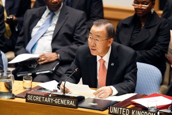 UN Secretary-General Ban Ki-moon addressing the UN Security Council meeting on Sudan November 16, 2010 at the United Nations in New York City (UN Multimedia)