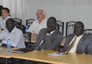 Commissioners listen to a presentation at the three state security meeting in Rumbek South Sudan, Nov. 4, 2010 (ST)