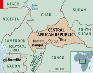 Map of the Central African Republic (The Economist)
