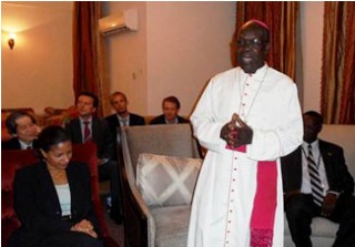 Juba archbishop, Paolino Lukudo Loro preaches before a congregation (Photo: Gurtong website)