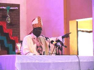 Paulino Lukudu Loro, Archbishop of Juba, at Kator Cathedral on Saturday December 25, 2010 (ST)