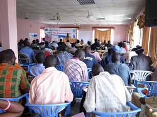 Participants listen presentations during Jongeli's Peace Conference, Bor, South Sudan. Dec. 6, 2010