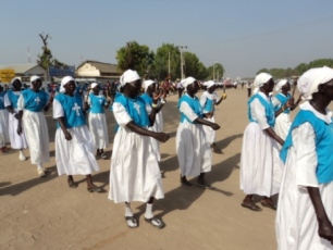 Southern Sudanese march in Bor, Jonglei State to celebrate Christmas Eve. Dec. 24, 2010 (ST)