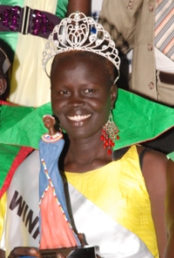 Rachel Angeth winner of Miss Malaika New Sudan 2010 competition after being crowned at Nyakuron Cultural Centre Juba. Dec. 4, 2010 (ST)