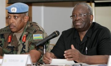 UNAMID special representative Ibrahim Gambari speaks to the press in the Sudanese capital Khartoum on July 6, 2010 (Getty Images)