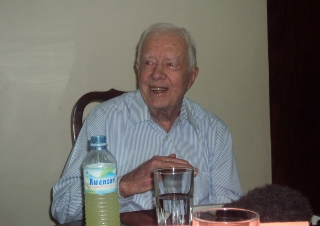 Jimmy Carter, the former US president, who is leading a referendum monitoring team for south Sudan's referendum at a media round table discussions in Juba. Jan 13, 2010 (ST)