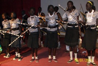 Young girls and boys performing a Nuer cultural dance at the Nuer Youth meeting in Juba. Jan. 6, 2011 (ST)
