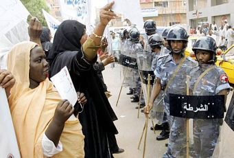 Sudanese anti-riot police during demos in Khartoum